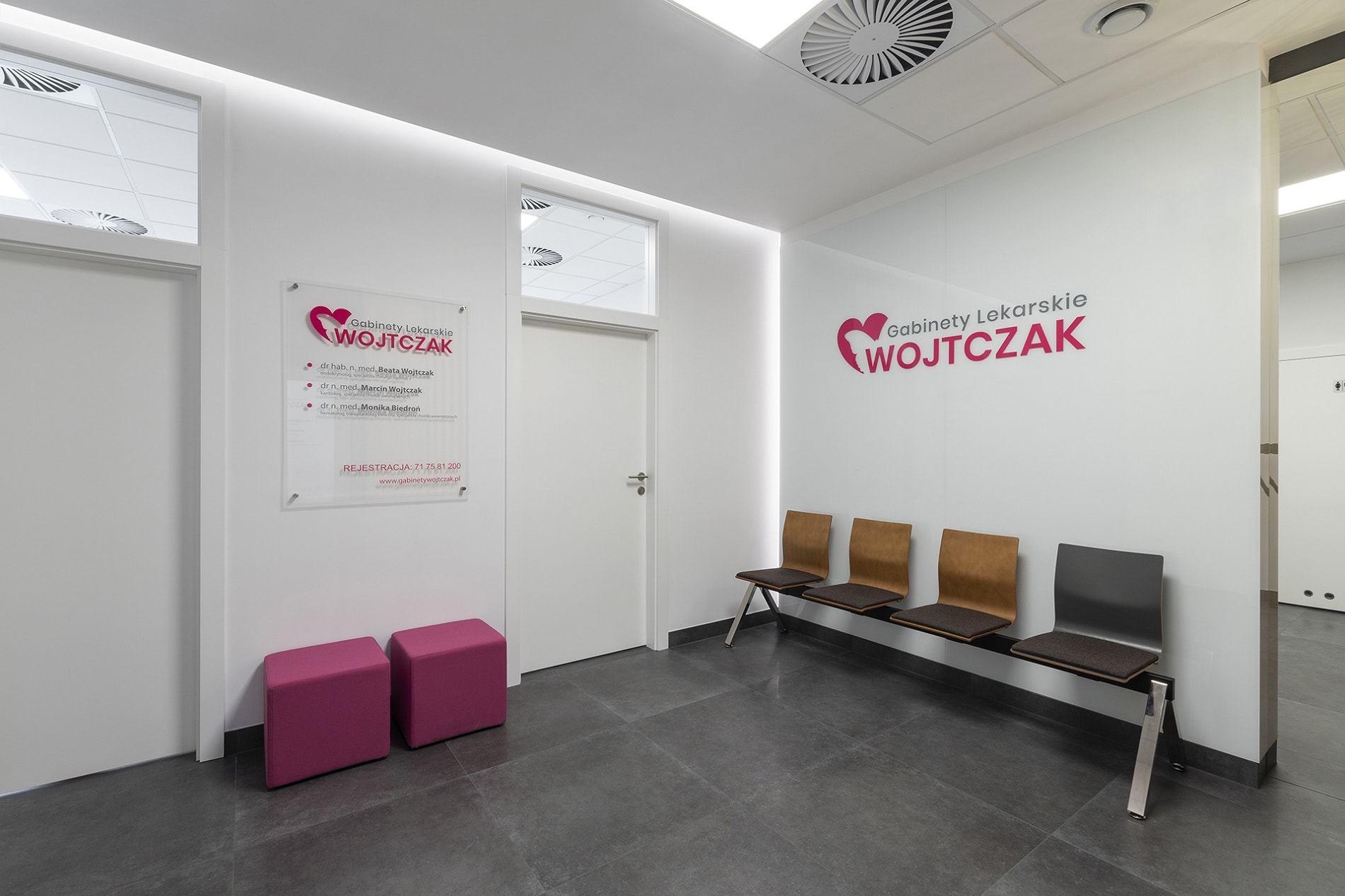 projekt architektoniczny wnętrza Gabinety Lekarskie Wojtczak - projektowanie wnętrz Prima Wrocław